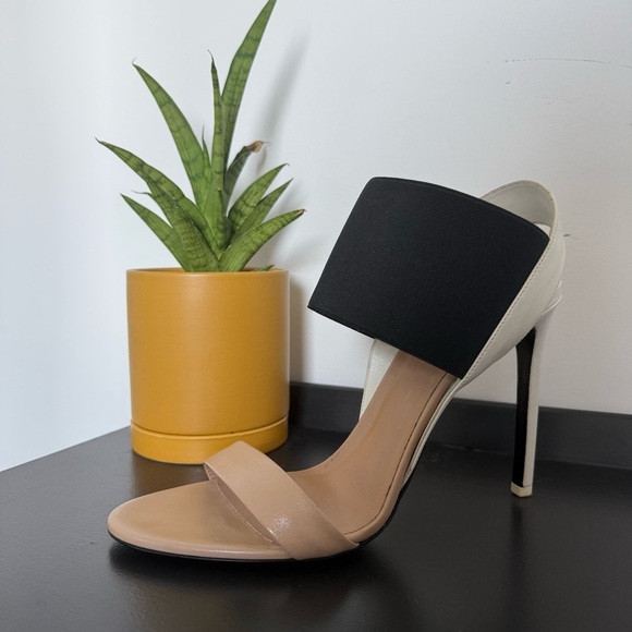 Vince black, white & tan Gaudin colour block heel sandals - size 10 NWOT - Picture 5 of 10